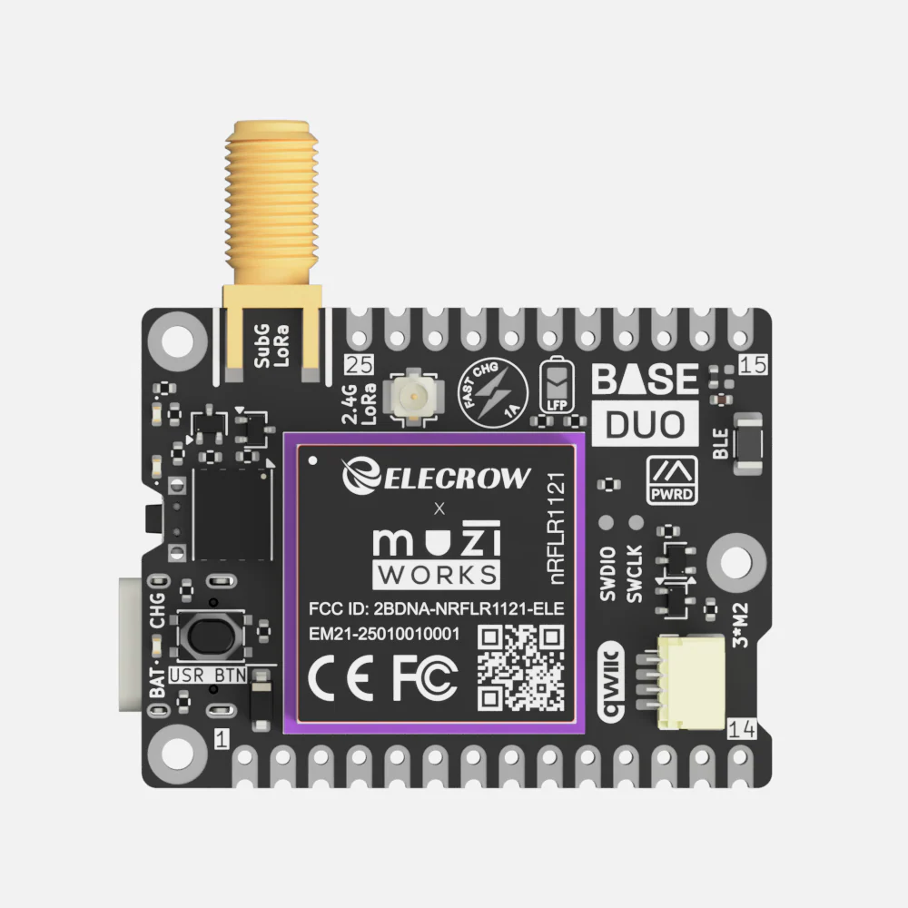 muzi works Base Duo board with Sub-GHz SMA and dual-band LR1121 module
